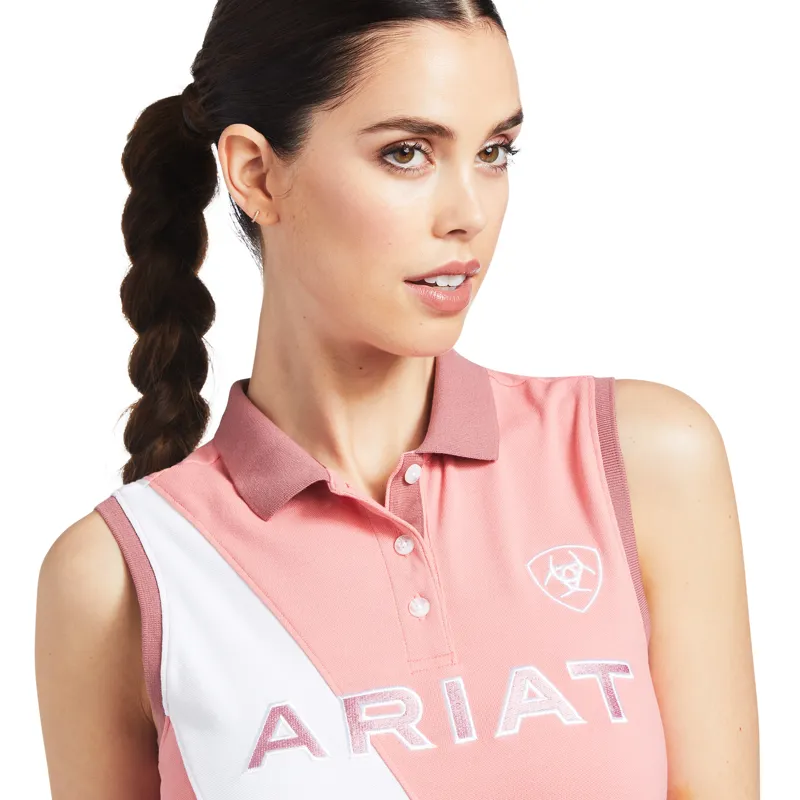 Ariat Taryn Sleeveless Polo Shirt Ladies in Peach Blossom-2